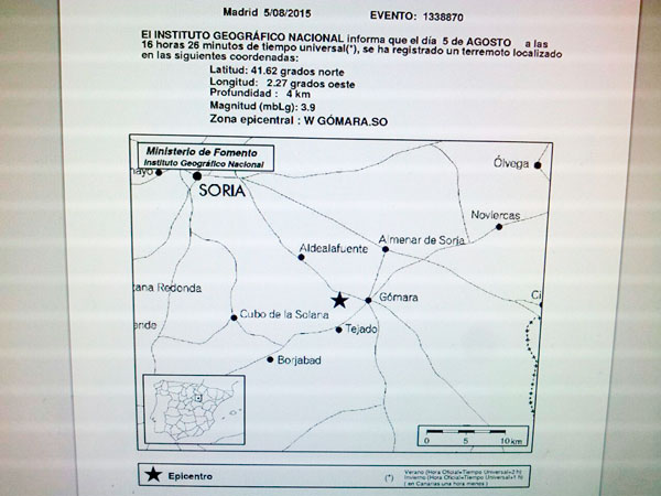 Terremoto de 3,9 grados en la comarca de Gómara Terremoto de 3,9 grados en la comarca de Gómara