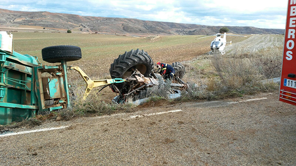 Grave accidente de un tractor en Berlanga de Duero Grave accidente de un tractor en Berlanga de Duero