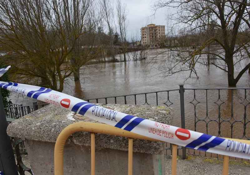 La crecida del Duero inunda el parque de La Arboleda, en Almazán