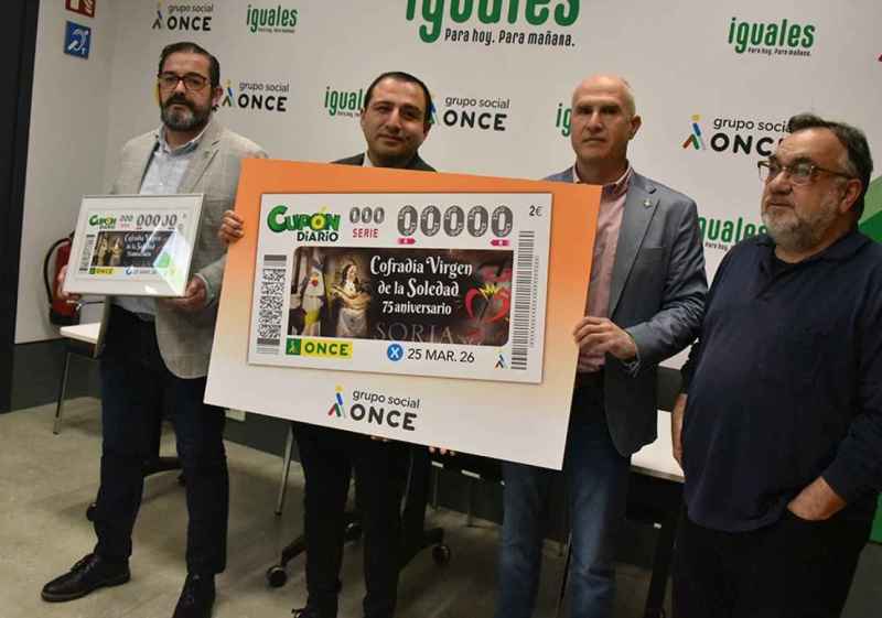 La cofradía de la Soledad de Soria, en su 75 aniversario, en el Cupón de la ONCE 